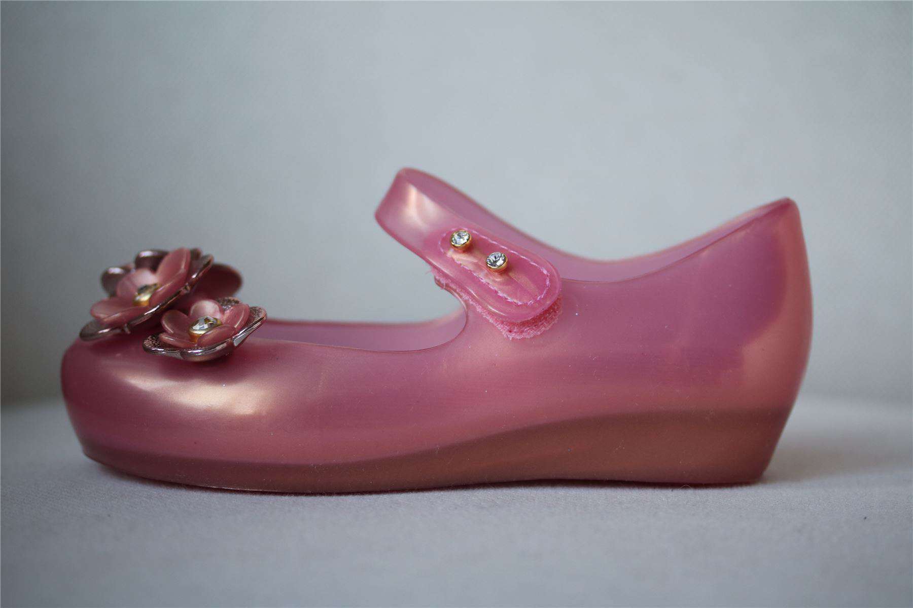 MINI MELISSA GIRLS PINK TRIPLE FLOWER JELLY SHOES EU 27 UK 9