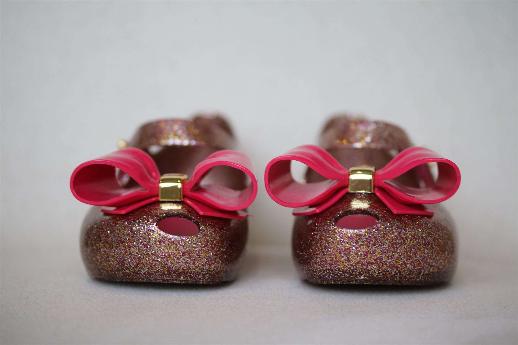 MINI MELISSA GIRLS PINK ULTRAGIRL BOW GLITTER JELLY SHOES EU 24 UK 7 - Image 3
