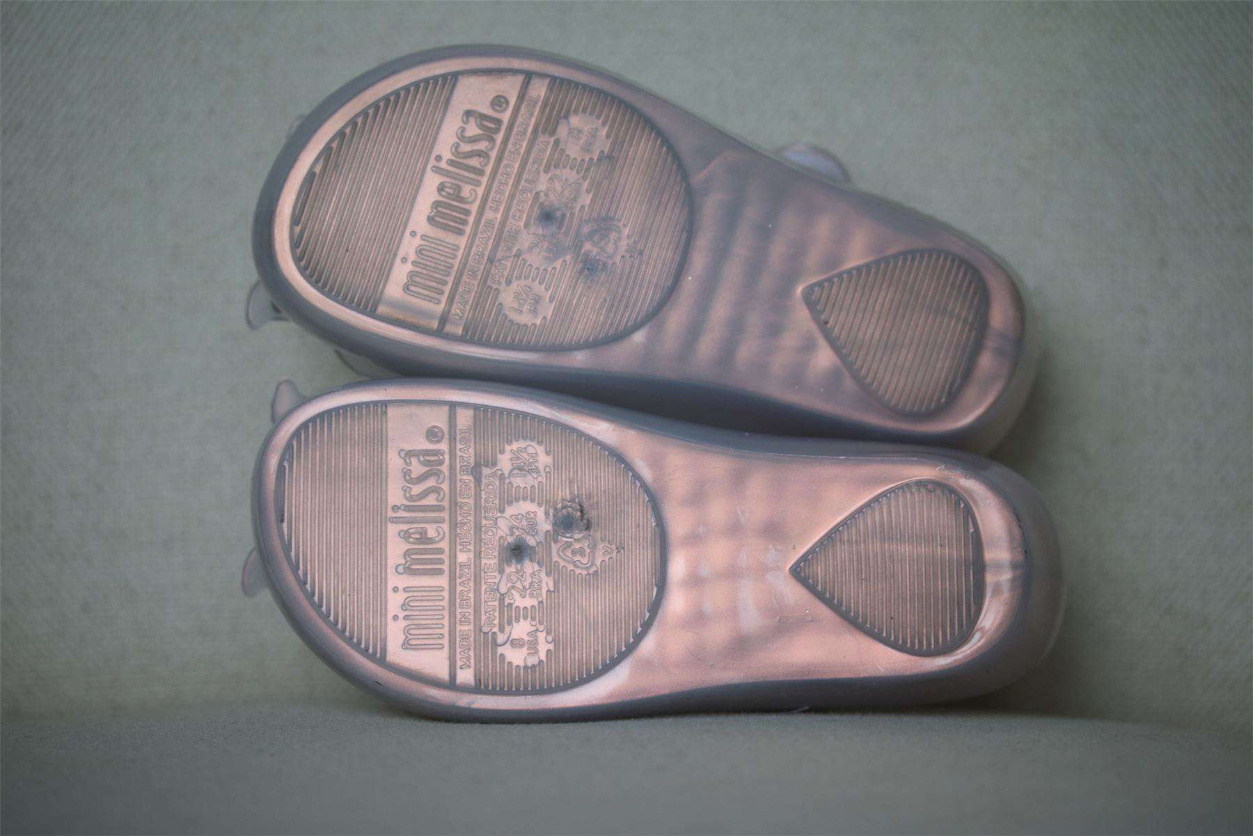 MINI MELISSA GIRLS SILVER BUTTERFLY JELLY SHOES EU 24 UK 7 - Image 5