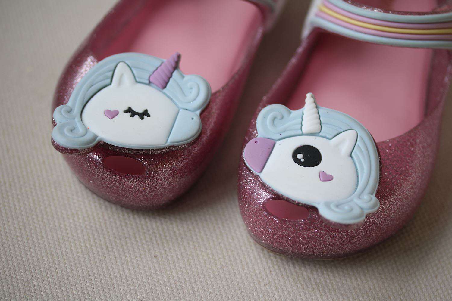 MINI MELISSA GIRLS UNICORN GLITTER JELLY SHOES EU 25/26 UK 8/9 - Image 3