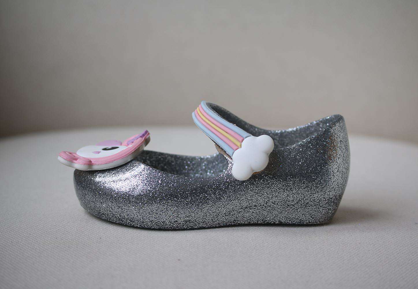 MINI MELISSA GIRLS UNICORN GLITTER JELLY SHOES EU 25/26 UK 8/9