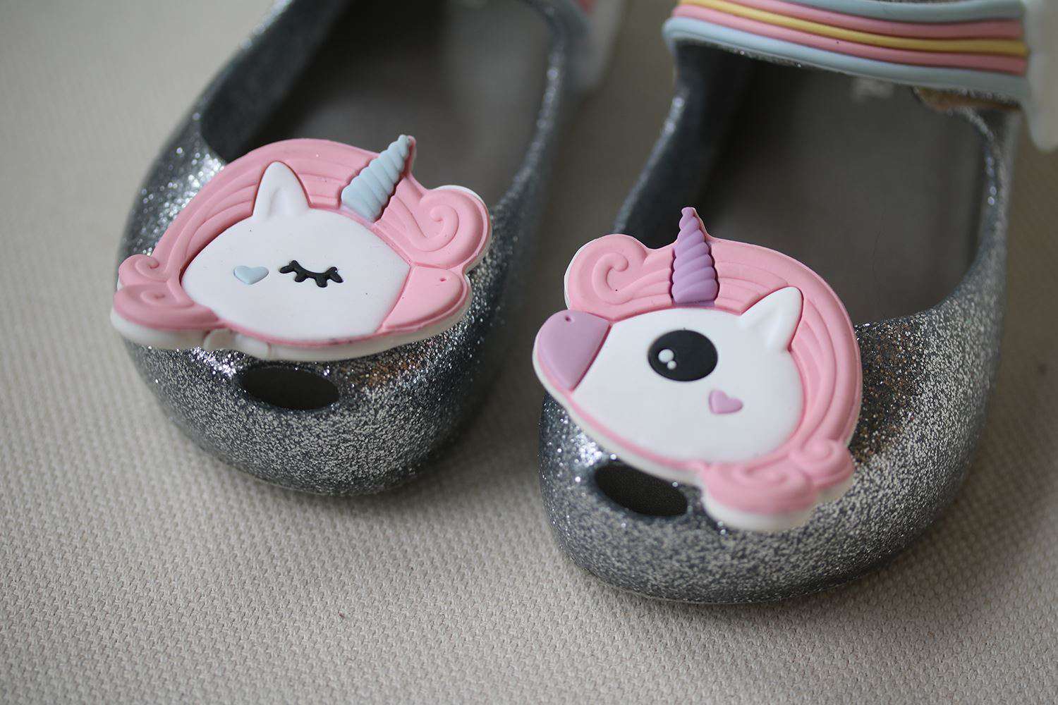 MINI MELISSA GIRLS UNICORN GLITTER JELLY SHOES EU 25/26 UK 8/9 - Image 3