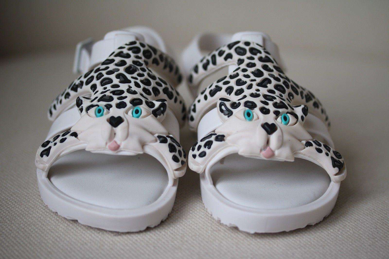 MINI MELISSA KIDS WHITE JEREMY SCOTT FLOX LEOPARD SANDALS EU 24 UK 7 - Image 2