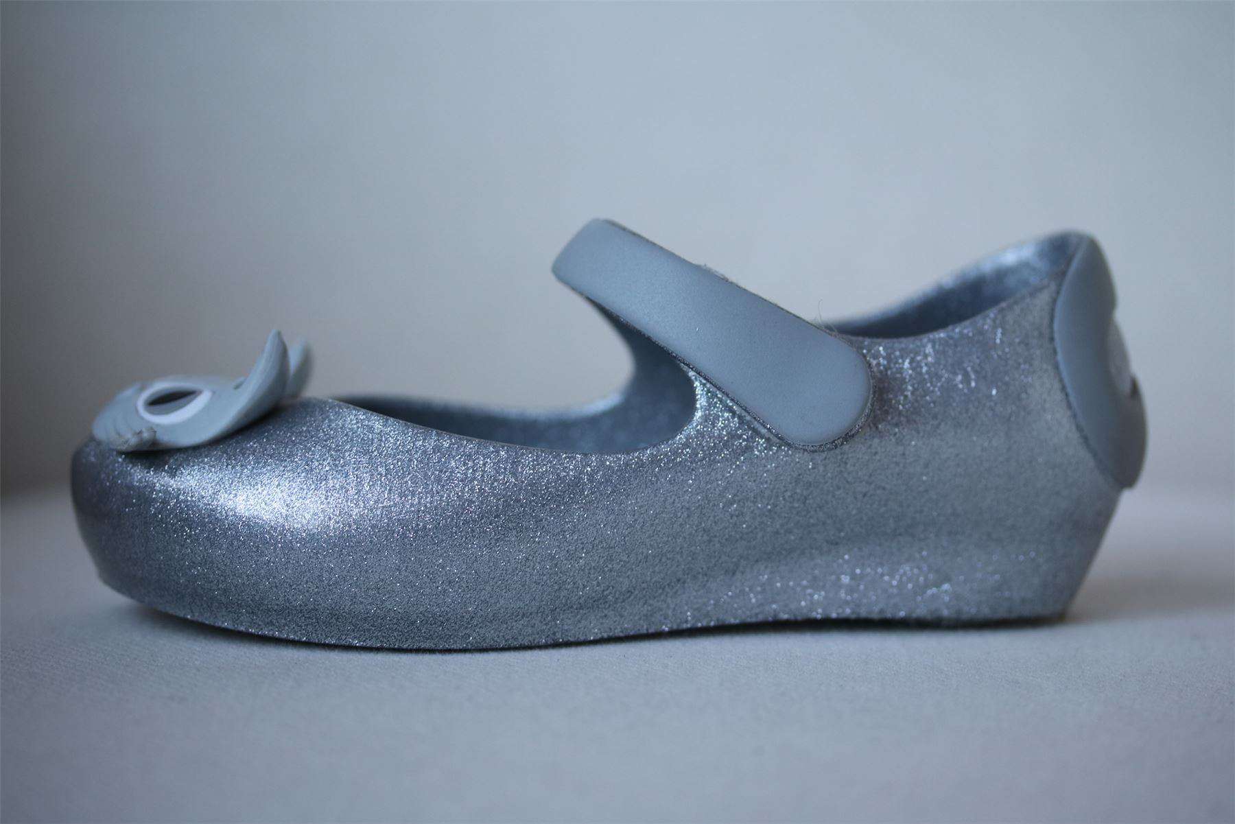 MINI MELISSA SILVER GLITTER CAT JELLY SHOES EU 27 UK 9 - Image 3