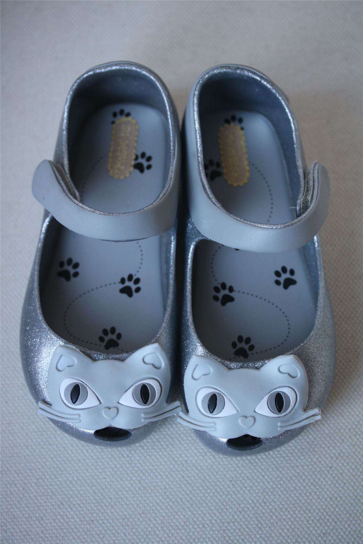 MINI MELISSA SILVER GLITTER CAT JELLY SHOES EU 27 UK 9 - Image 4