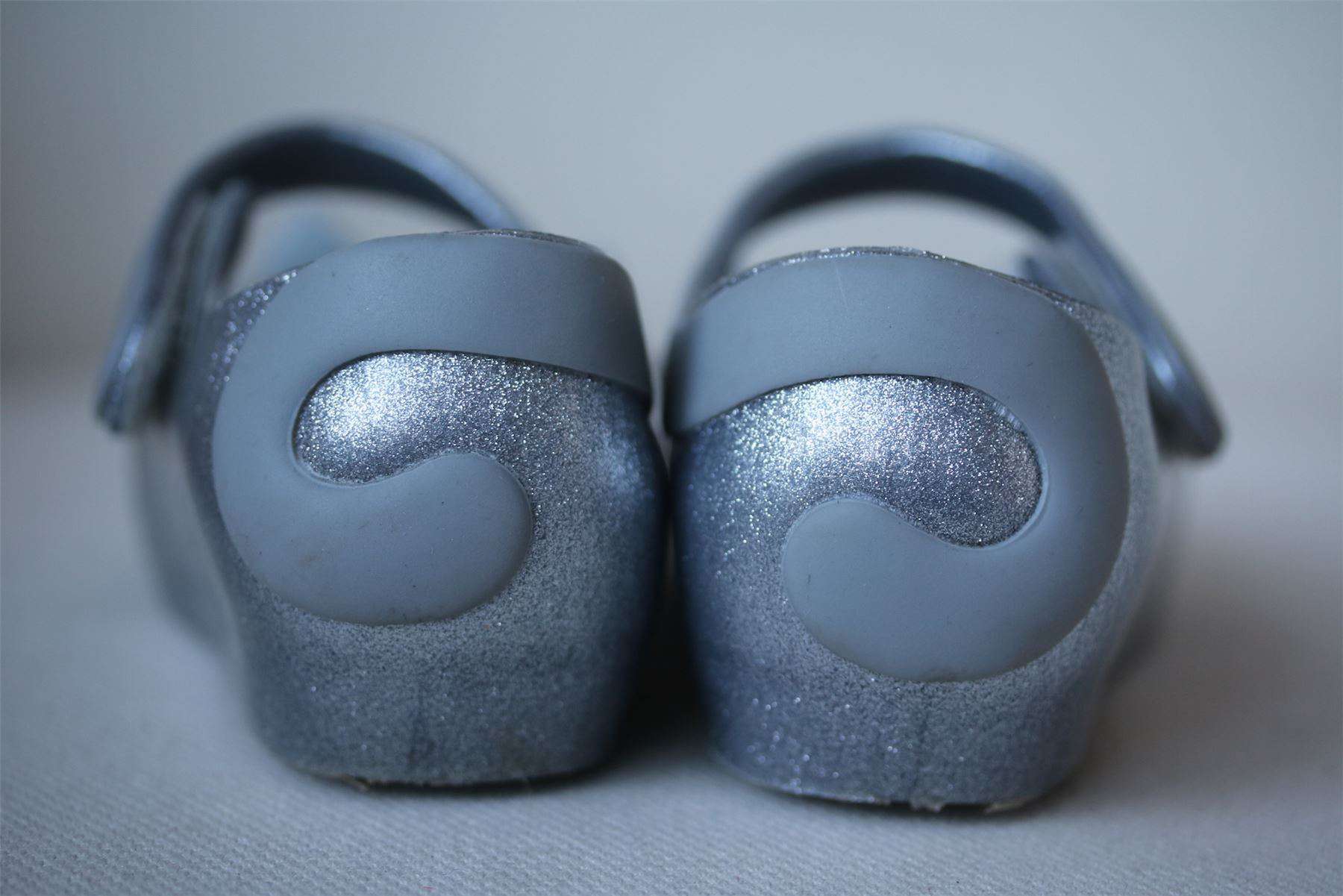 MINI MELISSA SILVER GLITTER CAT JELLY SHOES EU 27 UK 9 - Image 5