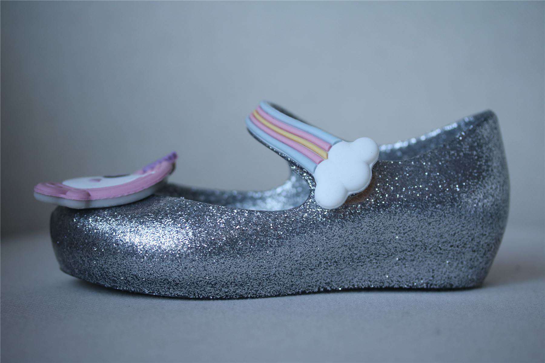 MINI MELISSA SILVER ULTRAGIRL JELLY SHOES EU 25/26 UK 8 - Image 2