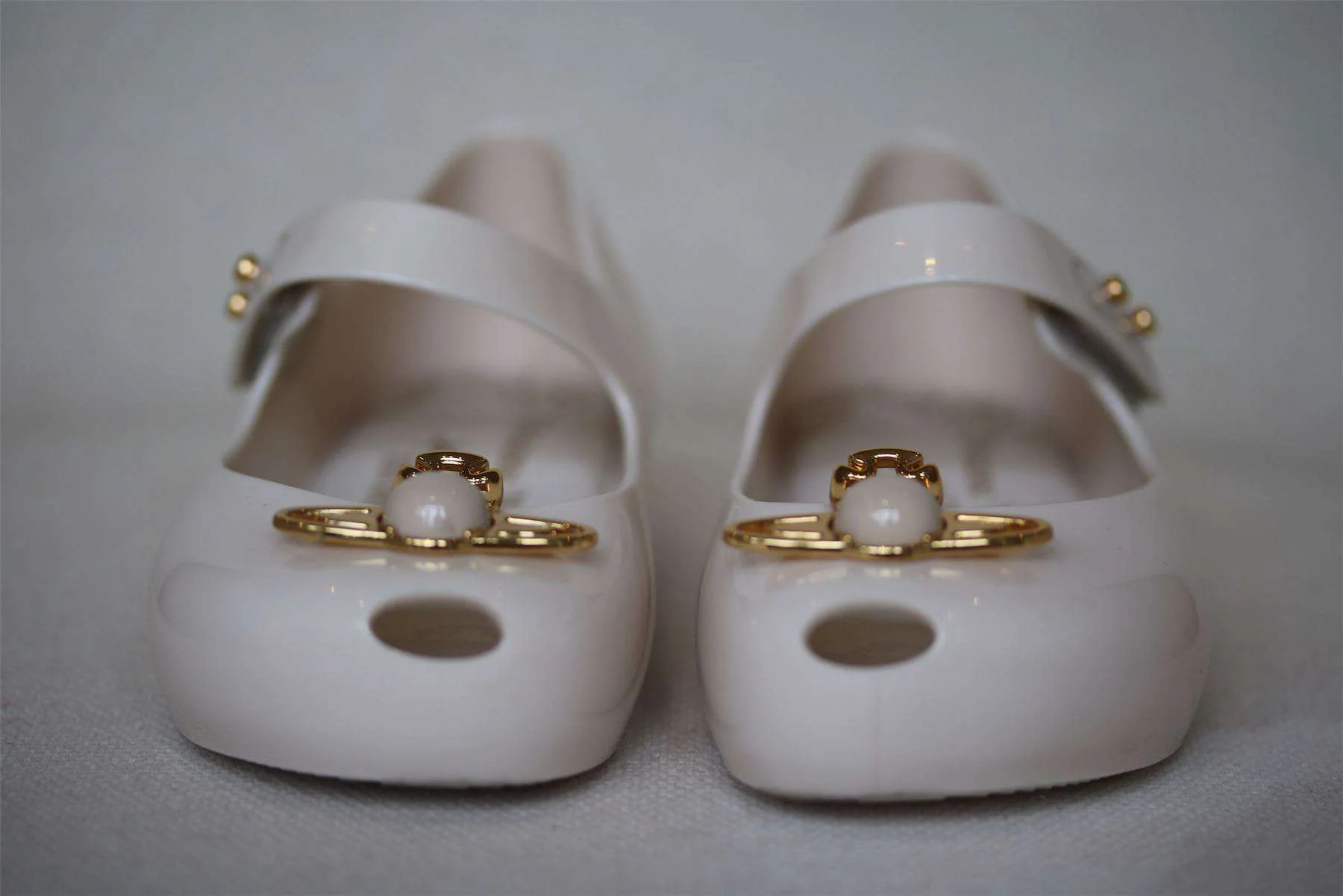 MINI MELISSA X VIVIENNE WESTWOOD GIRLS IVORY PEARL ORB JELLY SHOES EU 25/26 UK 8 - Image 4