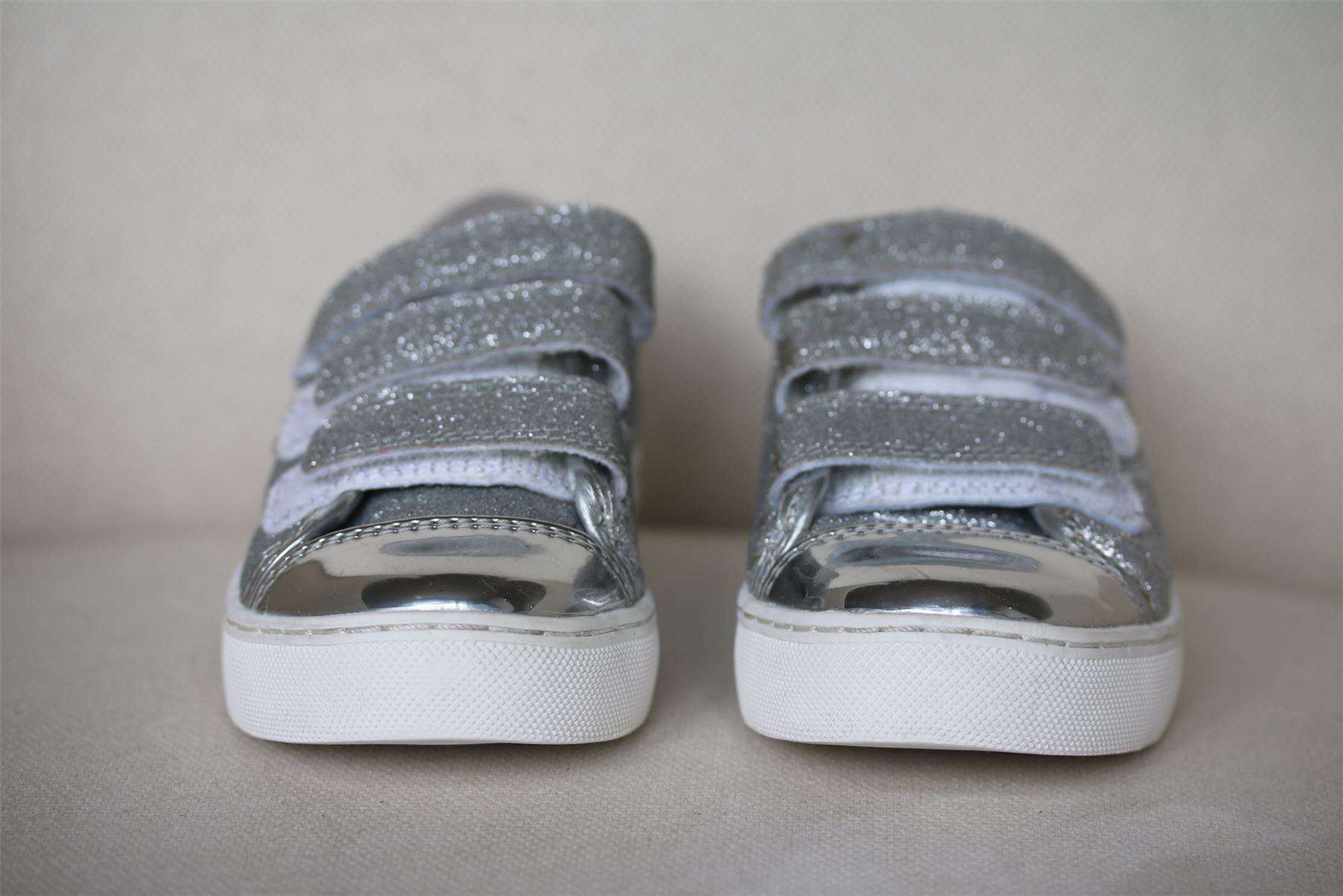 MINI MISS KG GIRLS SUPERNOVA SILVER GLITTER TRAINERS EU 28 UK 10 - Image 2