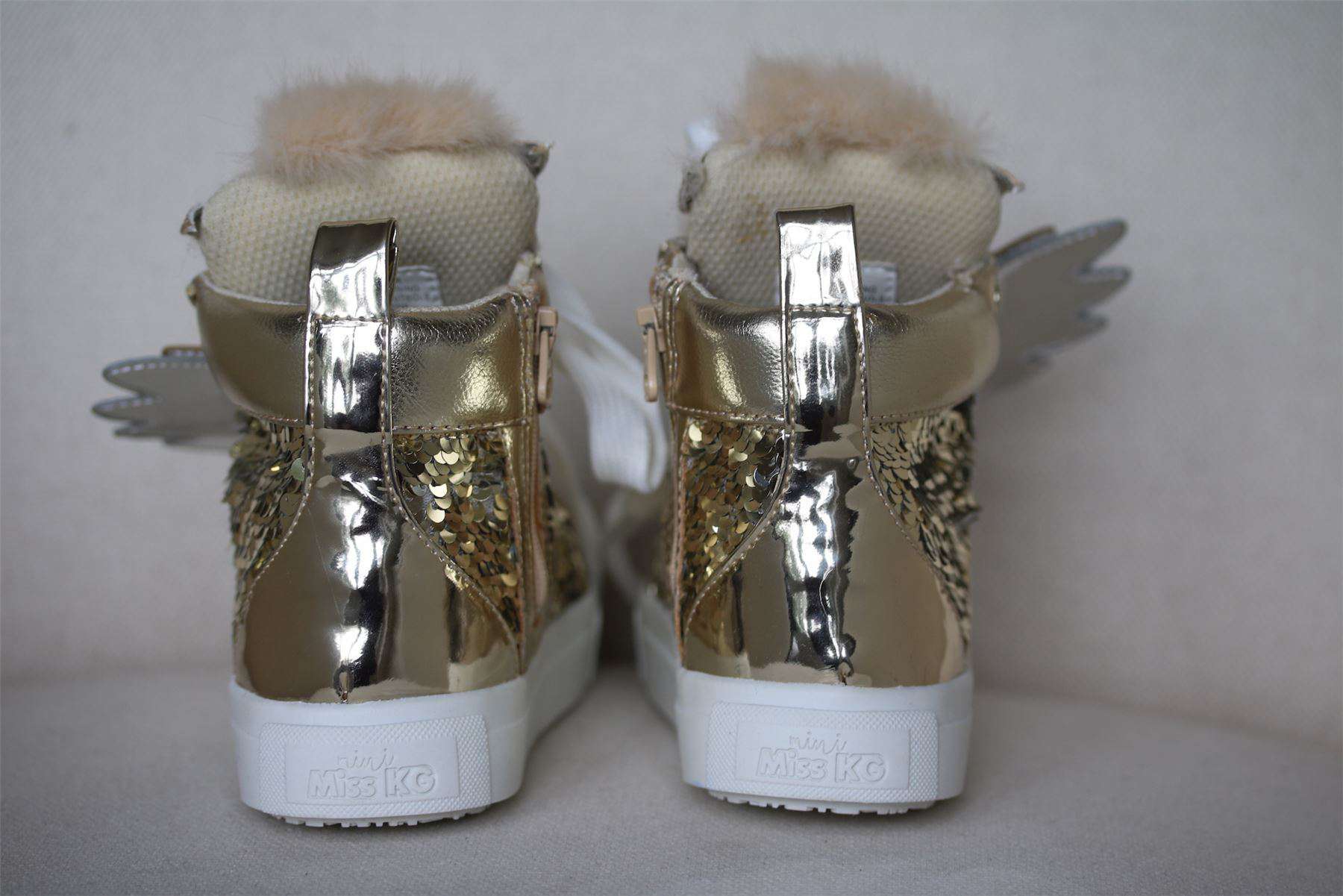 MINI MISS KG GIRLS TWIT TWOO GOLD SEQUIN HIGH-TOP TRAINERS EU 28 UK 10 - Image 3