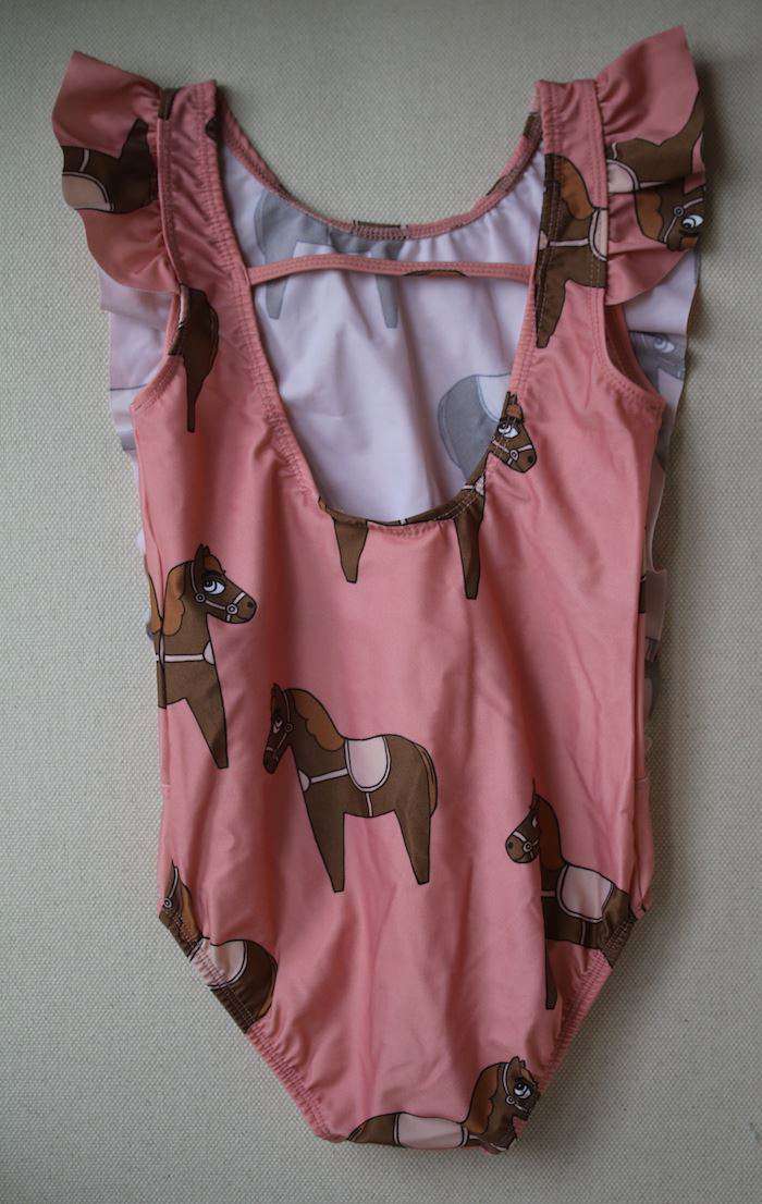 MINI RODINI GIRLS PINK HORSE PRINT SWIMSUIT 4-5 YEARS - Image 2
