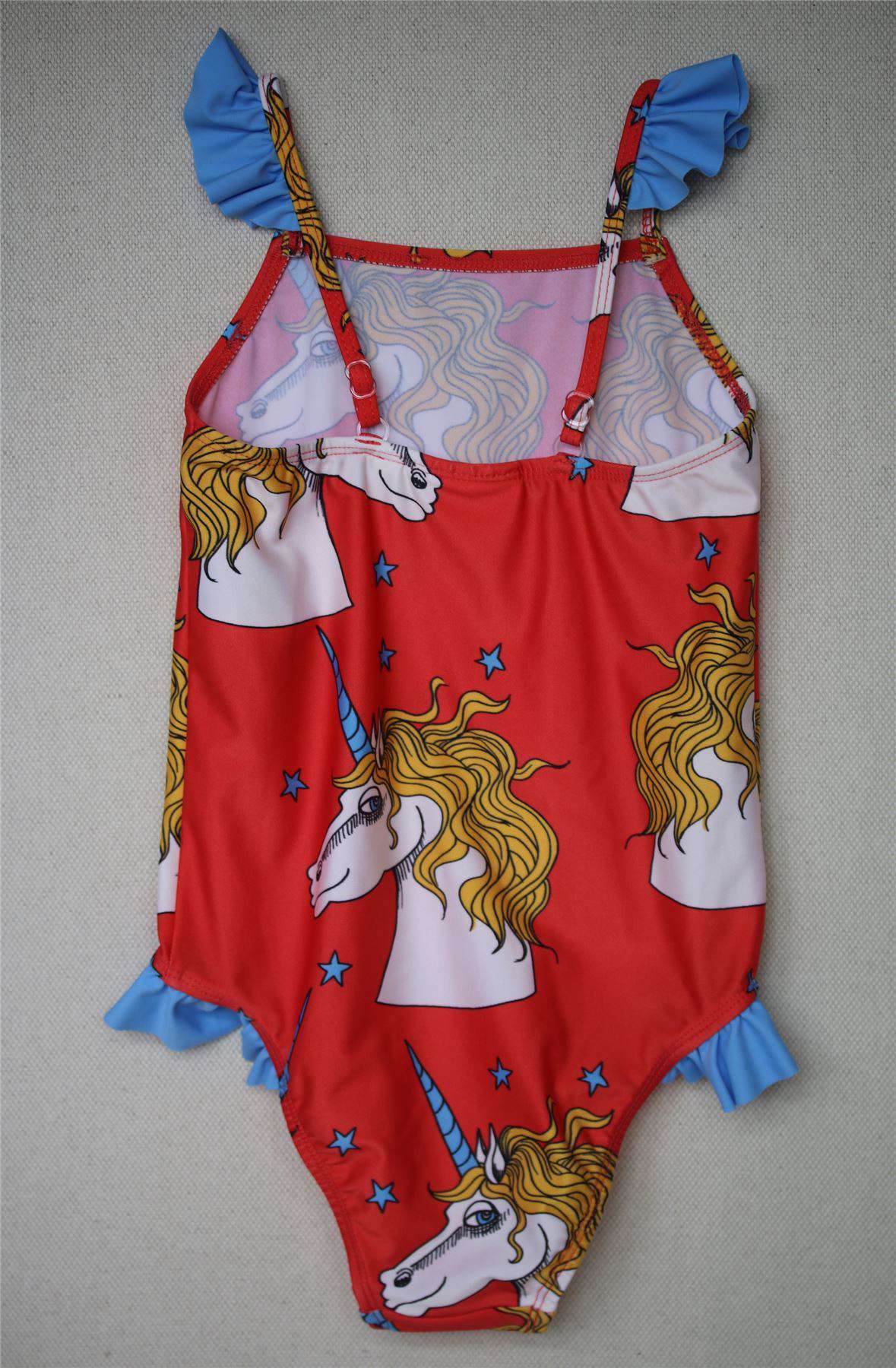 MINI RODINI GIRLS RED UNICORN PRINT SWIMSUIT 4-5 YEARS - Image 3