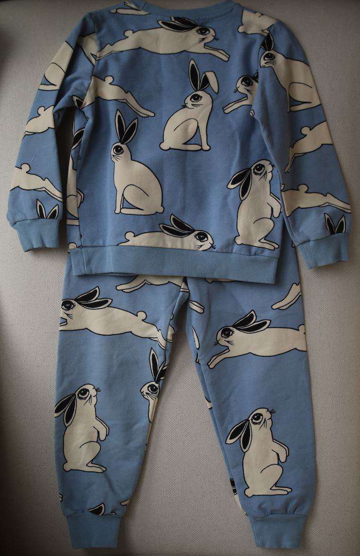 MINI RODINI KIDS BLUE RABBIT PRINT SWEATER & SWEATPANTS SET 2-3 YEARS - Image 2