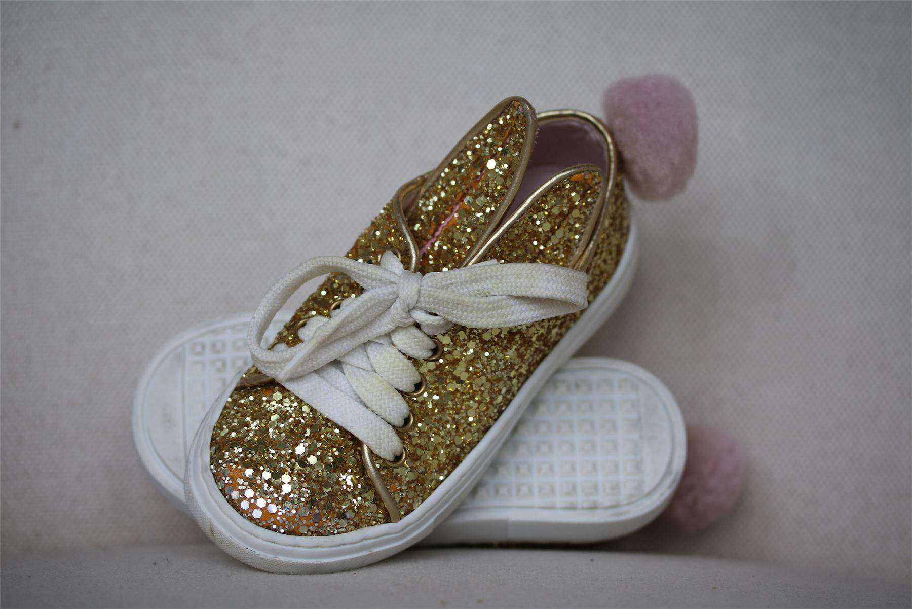 MINNA PARIKKA MINI GIRLS GOLD GLITTER TRAINERS EU 24 UK 7 - Image 2