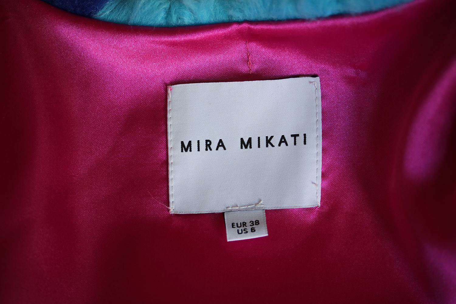 MIRA MIKATI RAINBOW WAVE STRIPED FAUX FUR COAT US 6 UK 10 - Image 7