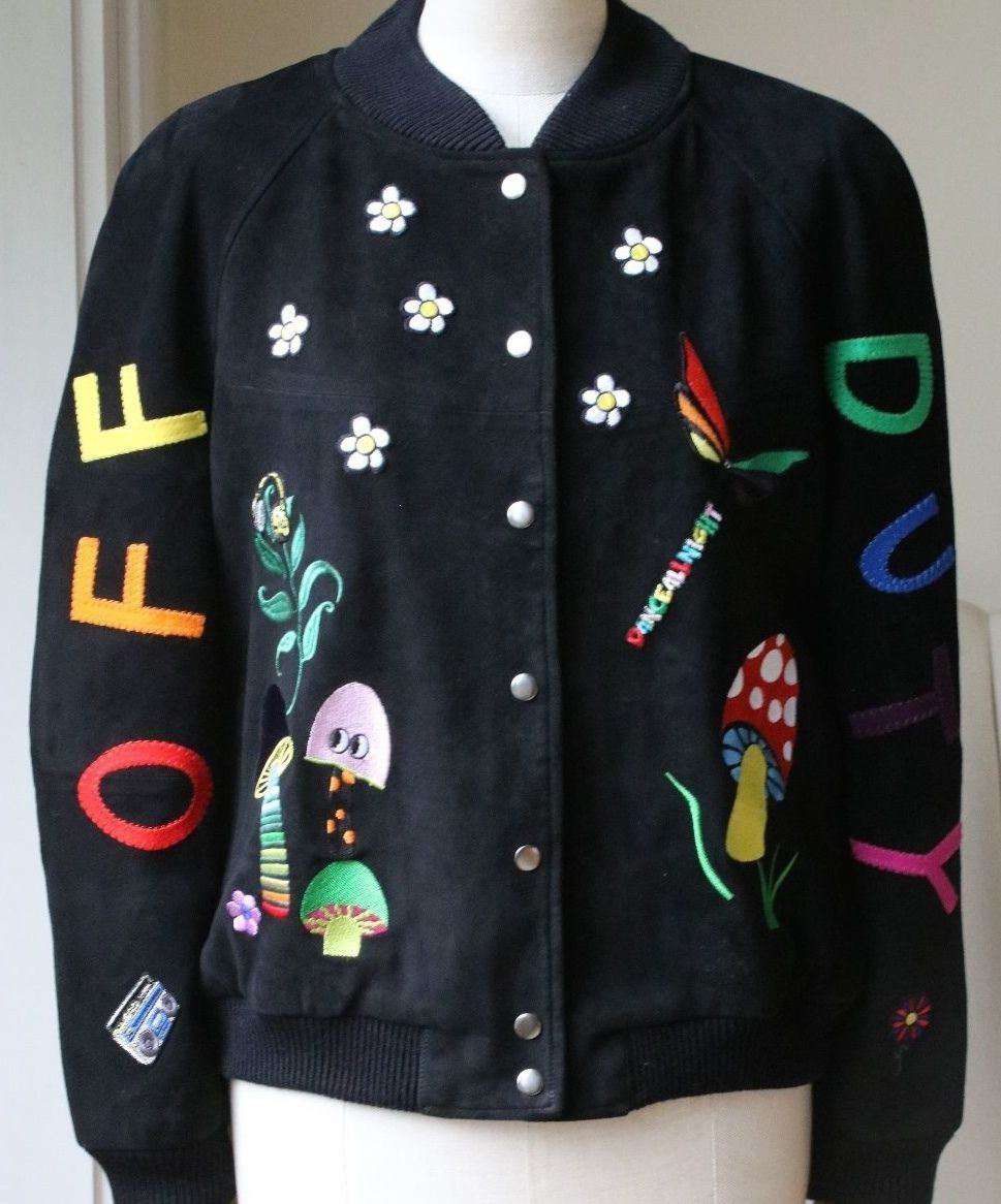 MIRA MIKATI SUEDE PATCHED BOMBER JACKET FR 36 UK 8 - Image 4