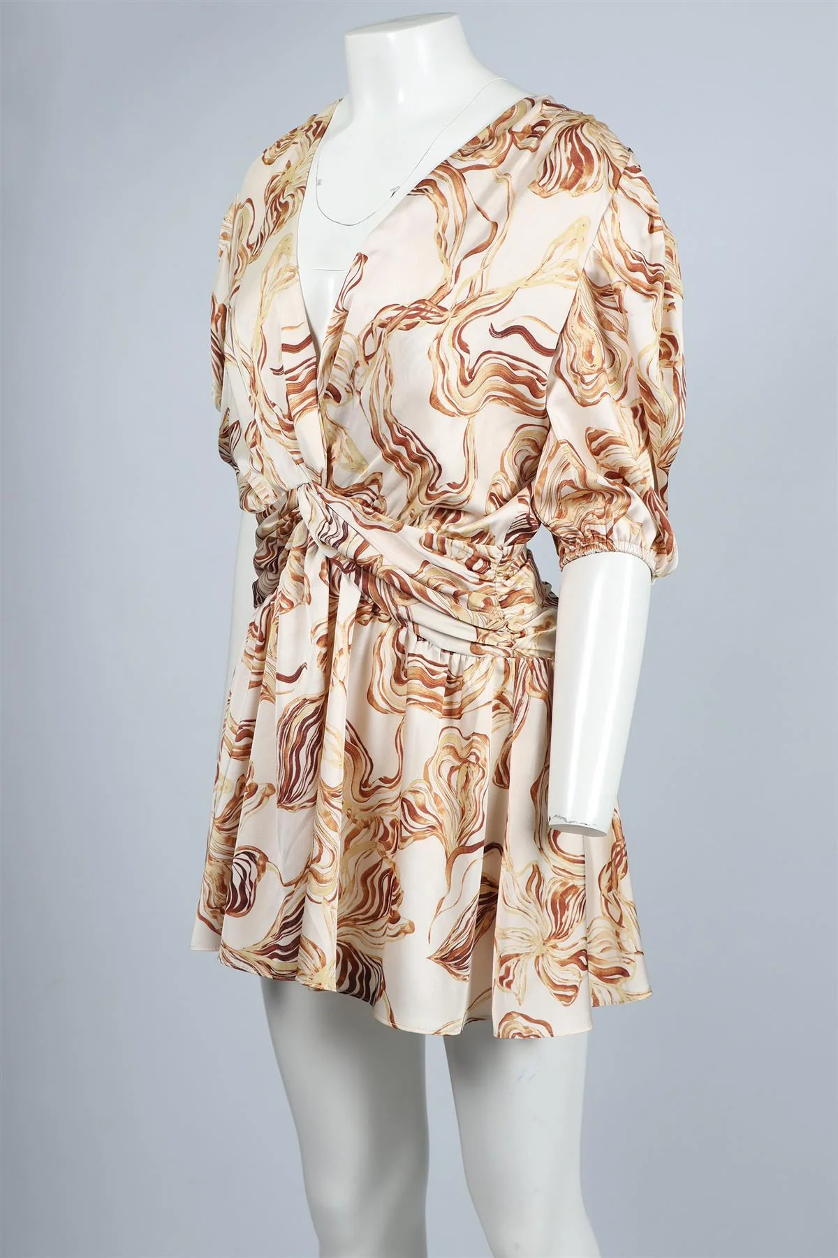 MISA LOS ANGELES BEIGE SATIN MINI DRESS MEDIUM - Image 3