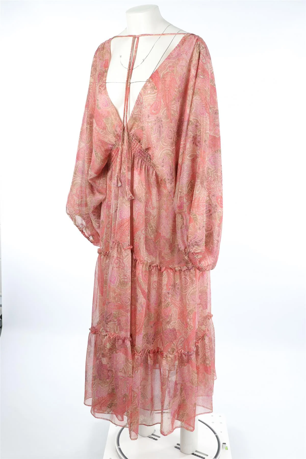 MISA LOS ANGELES PINK CHIFFON MAXI DRESS LARGE - Image 3