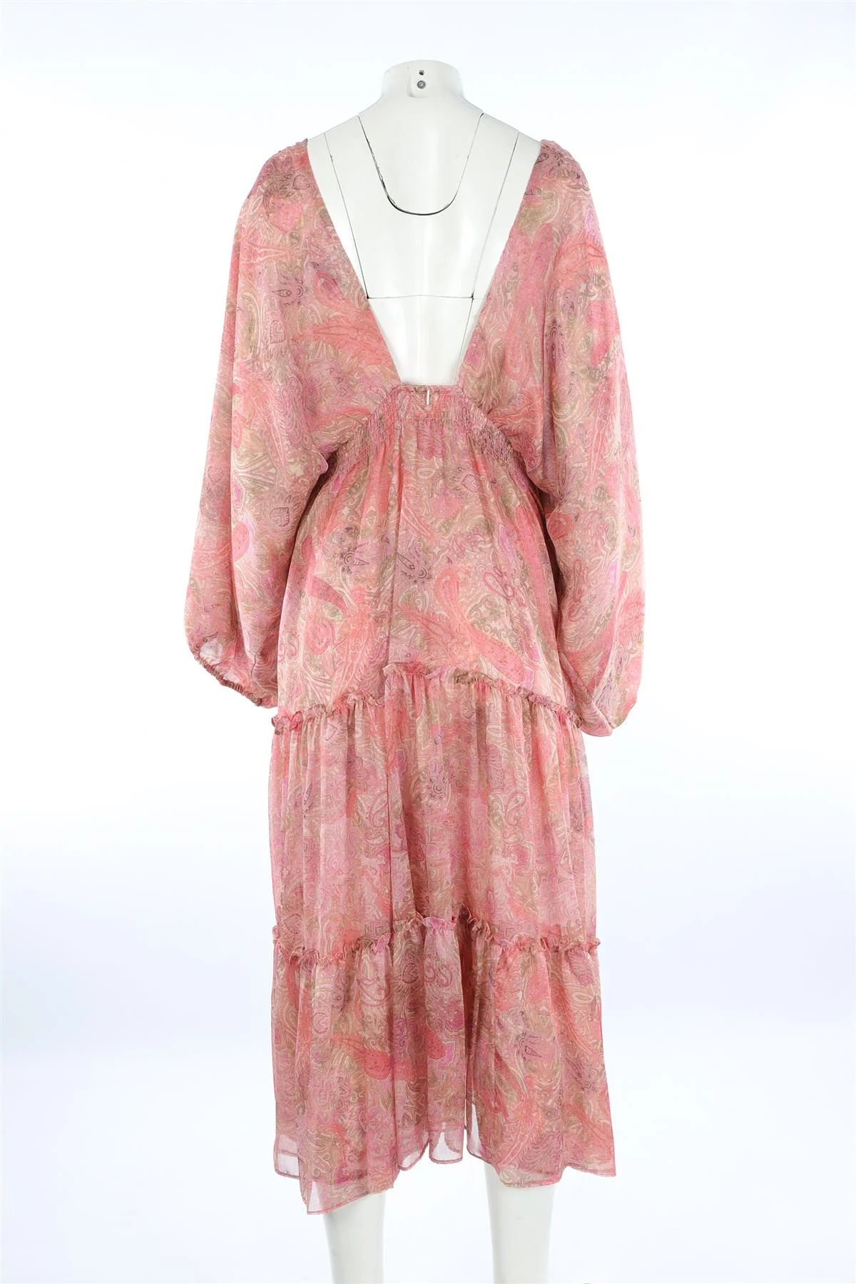 MISA LOS ANGELES PINK CHIFFON MAXI DRESS LARGE - Image 4