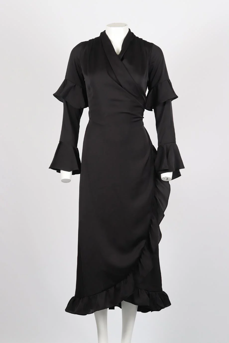 MISA LOS ANGELES SATIN MIDI WRAP DRESS XSMALL - Image 2