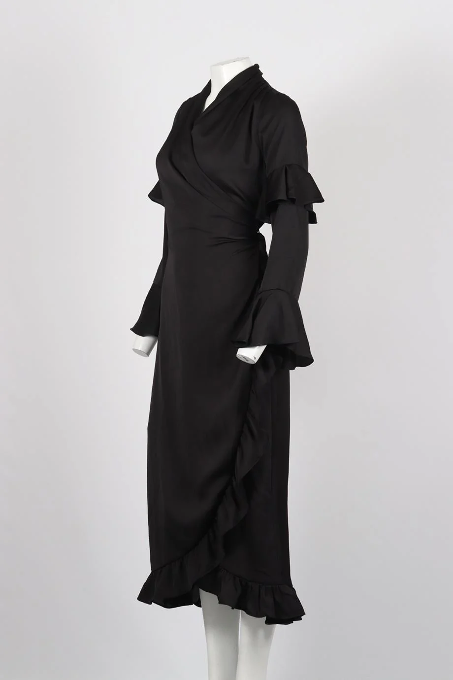 MISA LOS ANGELES SATIN MIDI WRAP DRESS XSMALL - Image 3