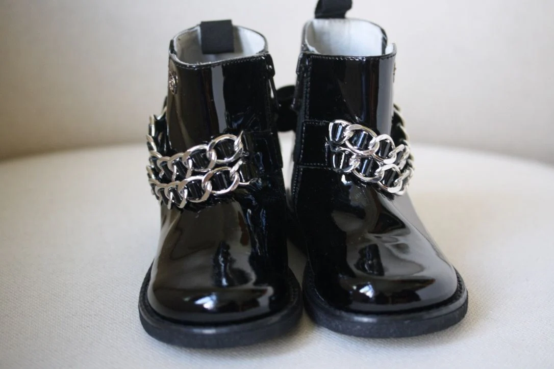 MISS BLUMARINE BABY BLACK PATENT LEATHER BOOTS EU 21 UK 4.5 - Image 4