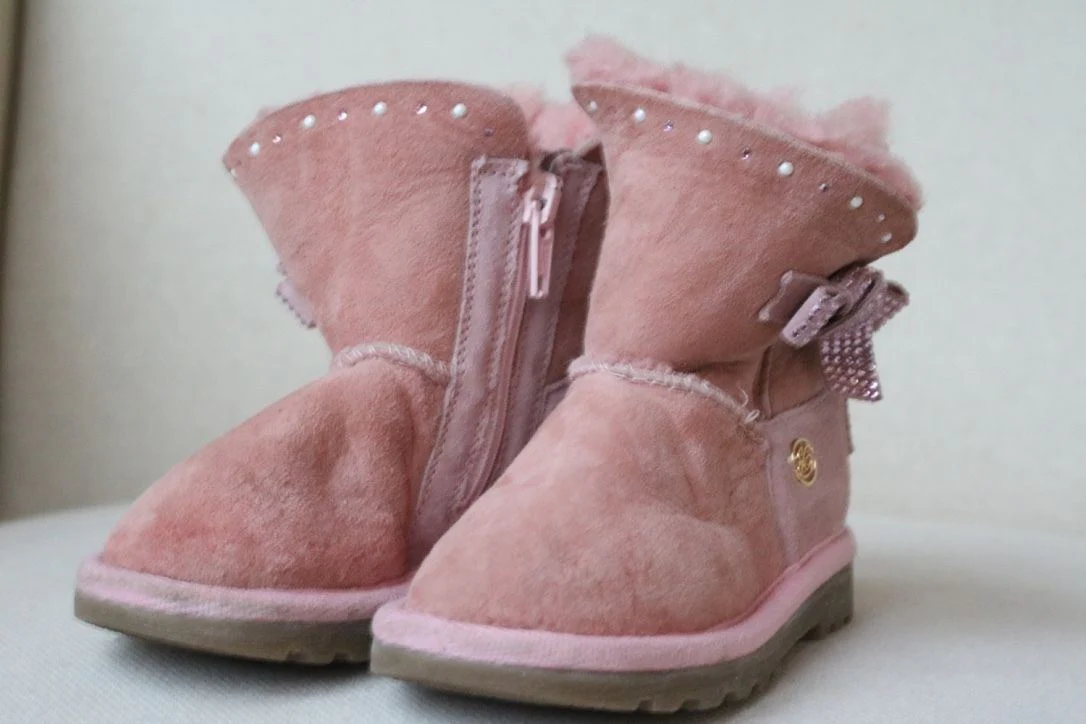 MISS BLUMARINE BABY GIRLS PINK SUEDE DIAMANTE BOOTS EU 24 UK 7 - Image 6