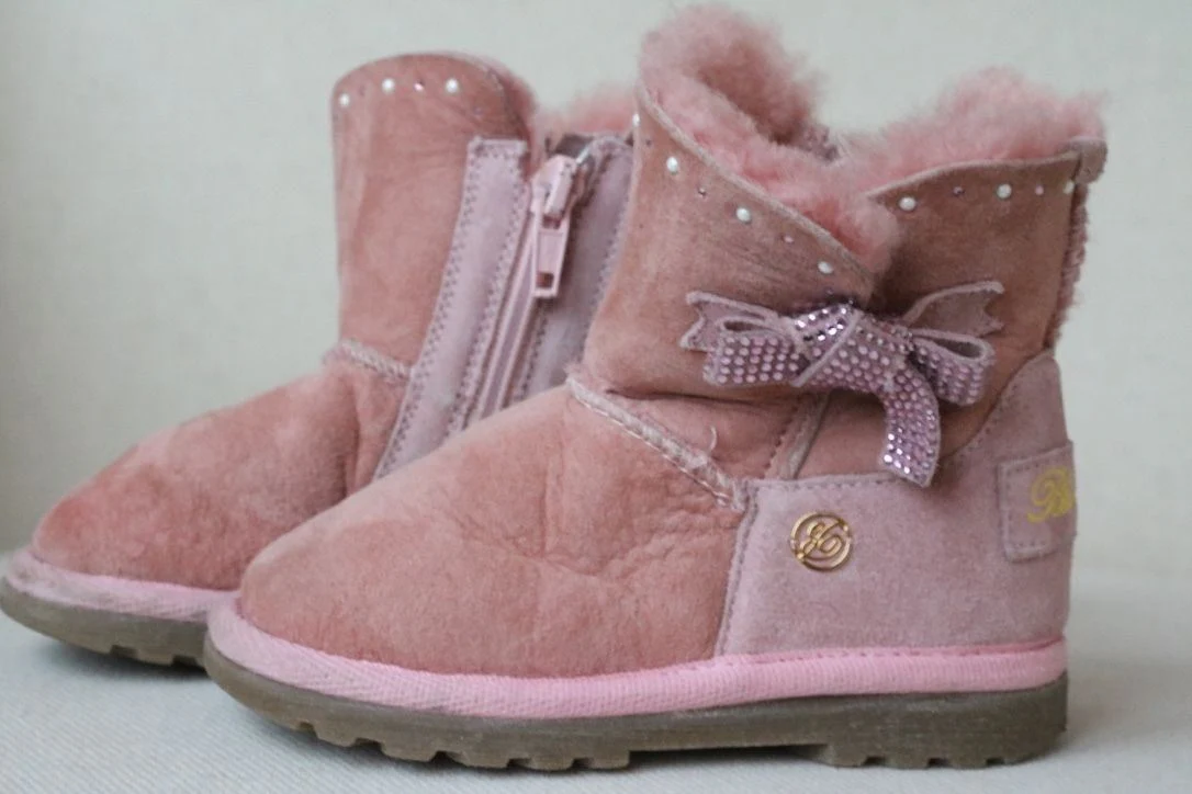 MISS BLUMARINE BABY GIRLS PINK SUEDE DIAMANTE BOOTS EU 26 UK 8.5 - Image 4