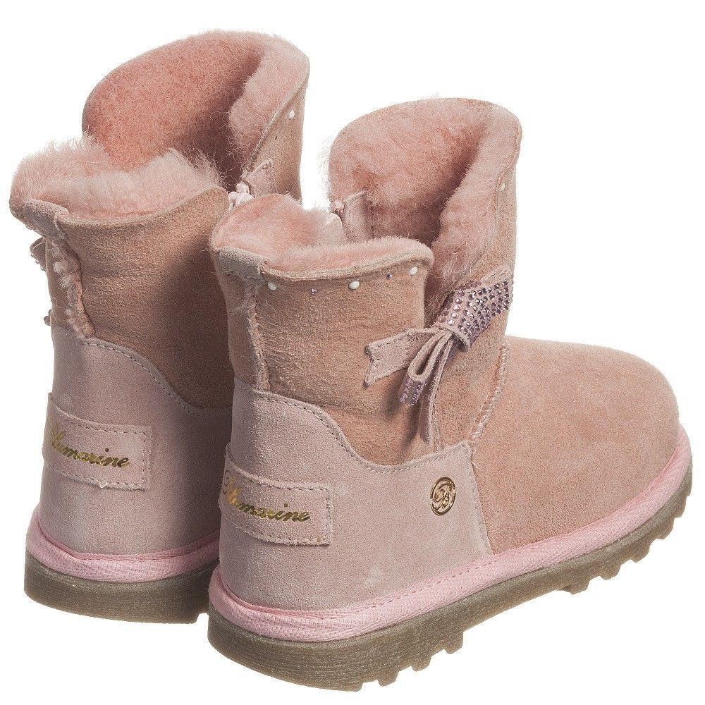 MISS BLUMARINE BABY GIRLS PINK SUEDE DIAMANTE BOOTS EU 26 UK 8.5 - Image 5