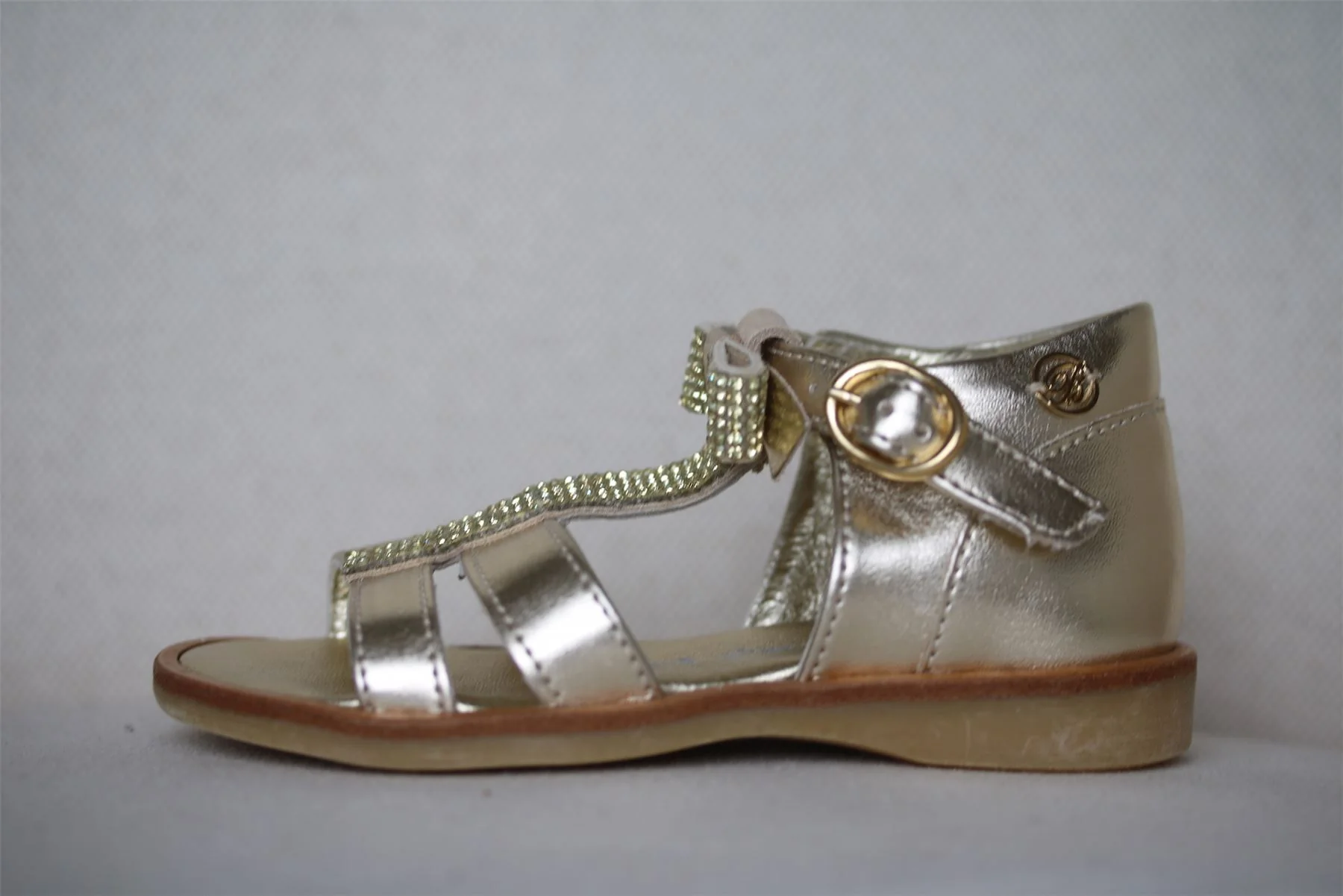 MISS BLUMARINE GIRLS GOLD SANDALS WITH DIAMANTÉ EU 24 UK 7 - Image 2