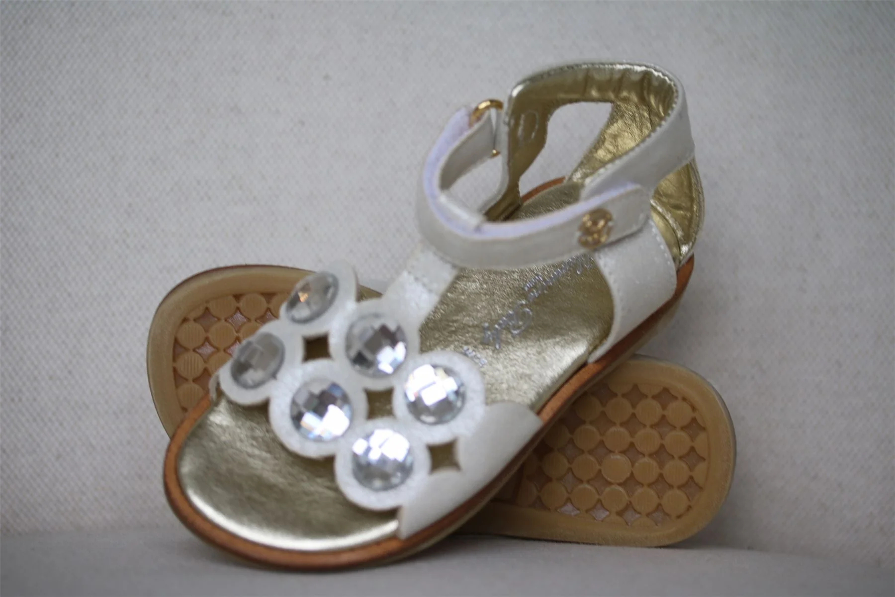 MISS BLUMARINE GIRLS METALLIC IVORY LEATHER SANDALS EU 24 UK 7 - Image 5