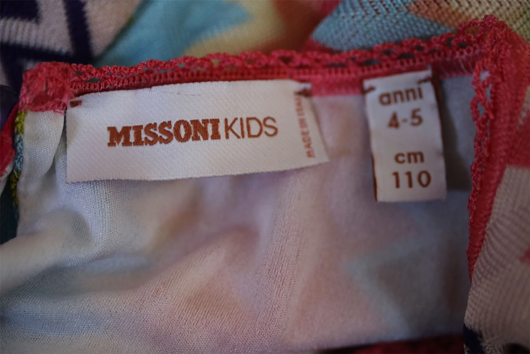 MISSONI GIRLS CLASSIC ZIG ZAG DRESS 4-5 YEARS - Image 4