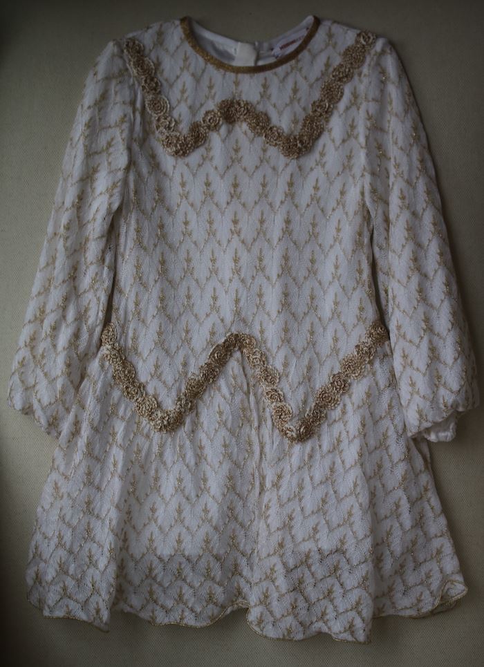 MISSONI GIRLS WHITE AND GOLD KNIT DRESS 4-5 YEARS - Image 2