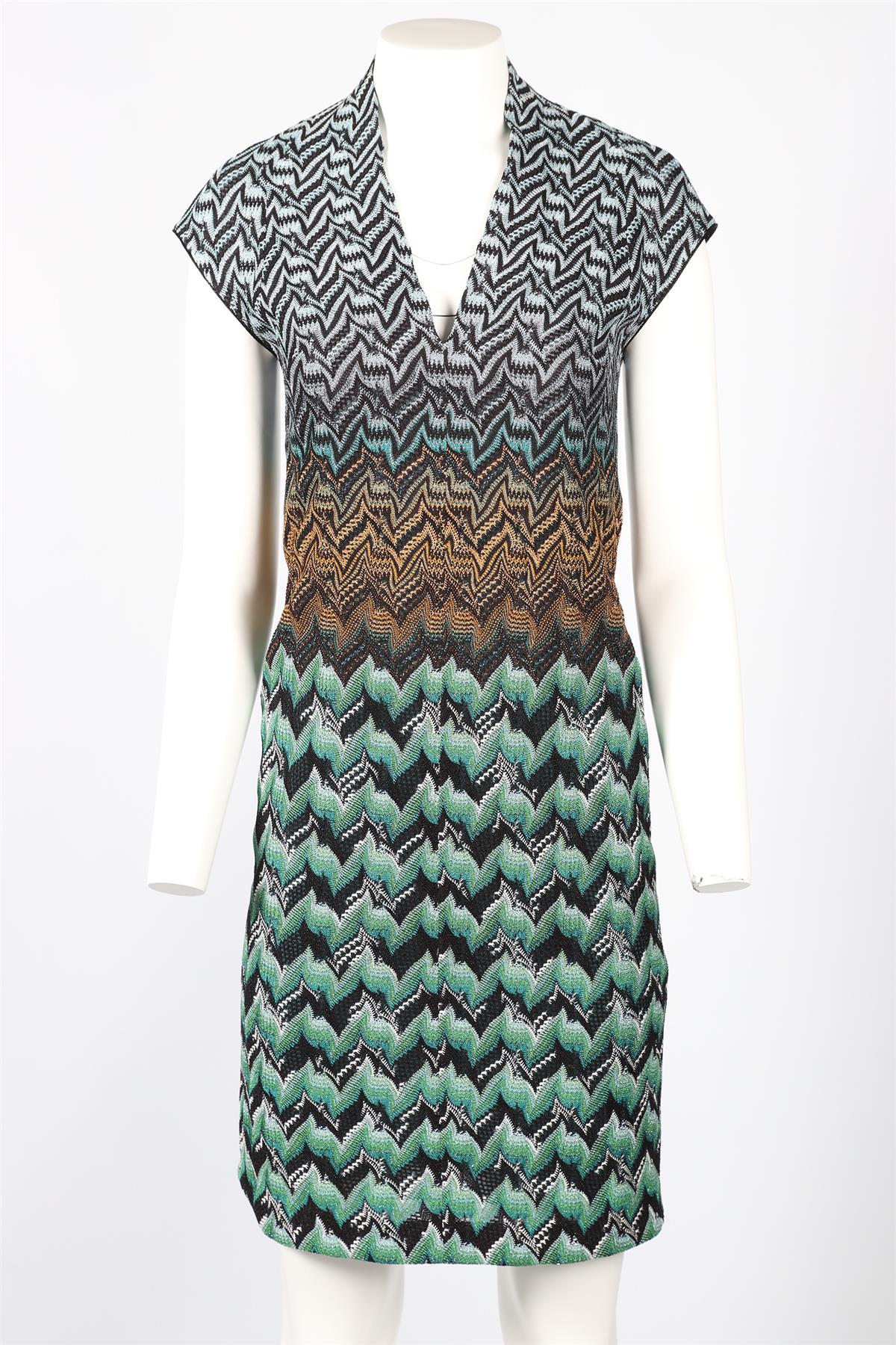 MISSONI GREEN CROCHET MIDI DRESS IT 40 UK 8 - Image 2