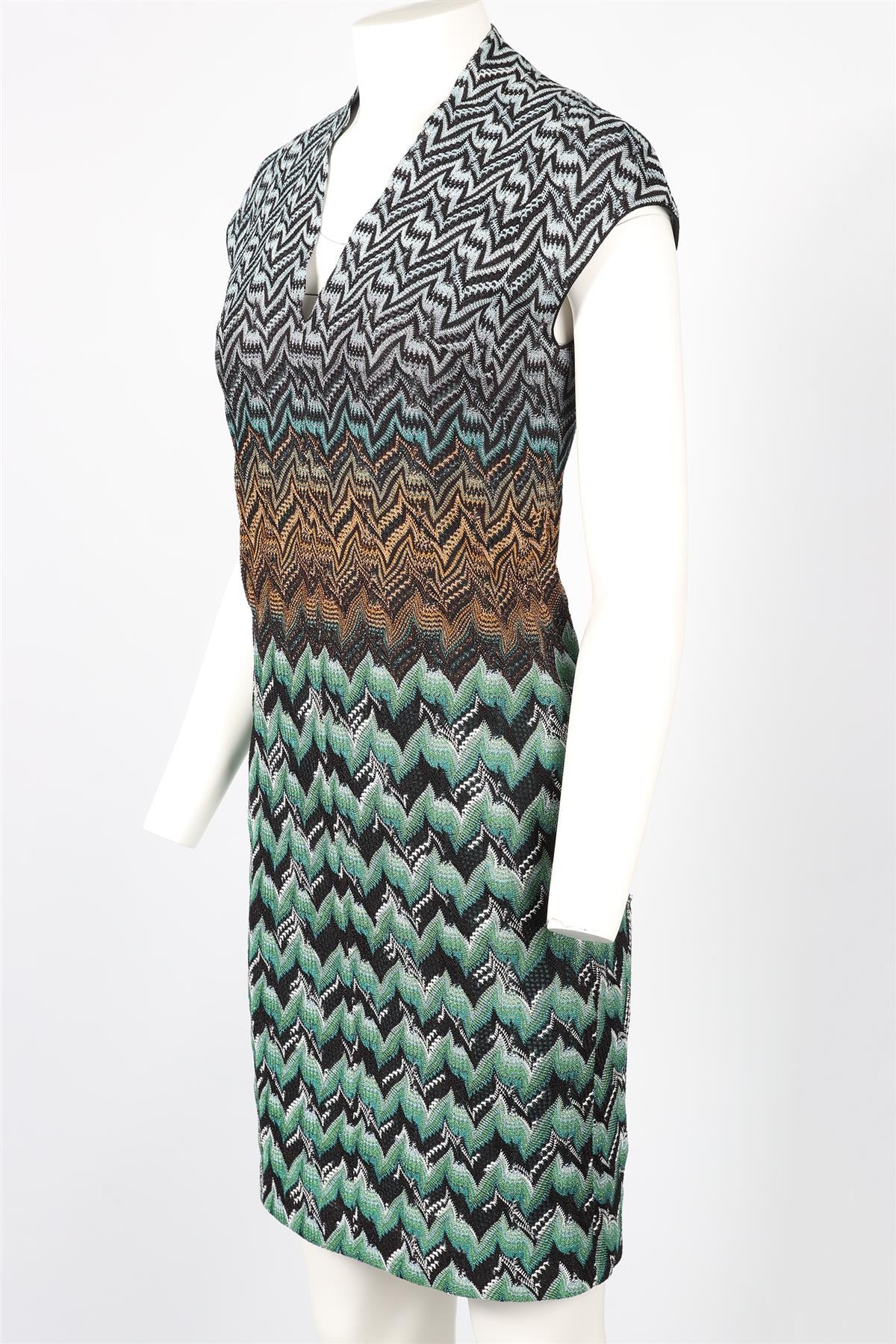 MISSONI GREEN CROCHET MIDI DRESS IT 40 UK 8 - Image 3