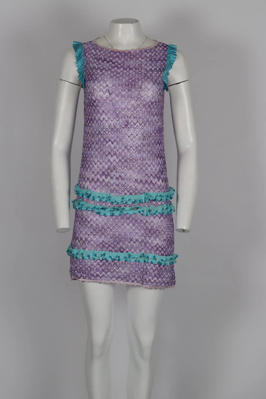 MISSONI MARE CROCHET KNIT MINI DRESS IT 40 UK 8 - Image 2