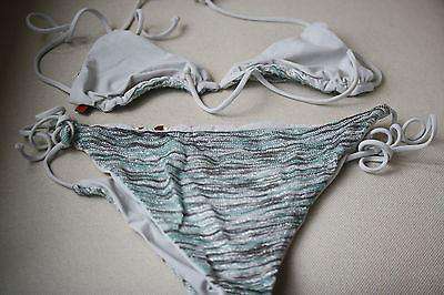 MISSONI MARE ONDINA FIAMMATA GREY KNIT CROCHET BIKINI IT 42 UK 10 - Image 5