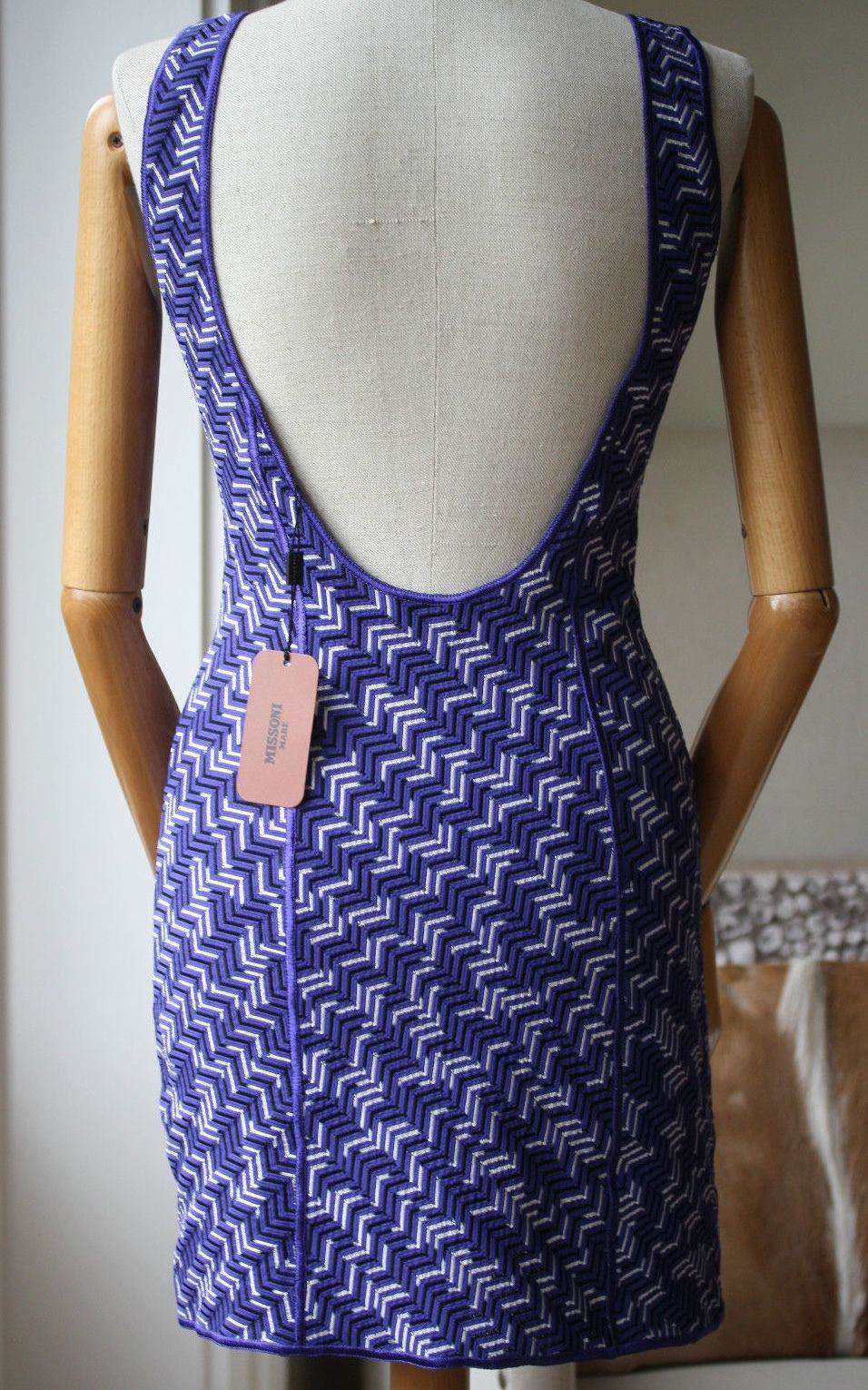 MISSONI MARE ZIGZAG PURPLE BACKLESS SWIM DRESS IT 40 UK 8 - Image 2