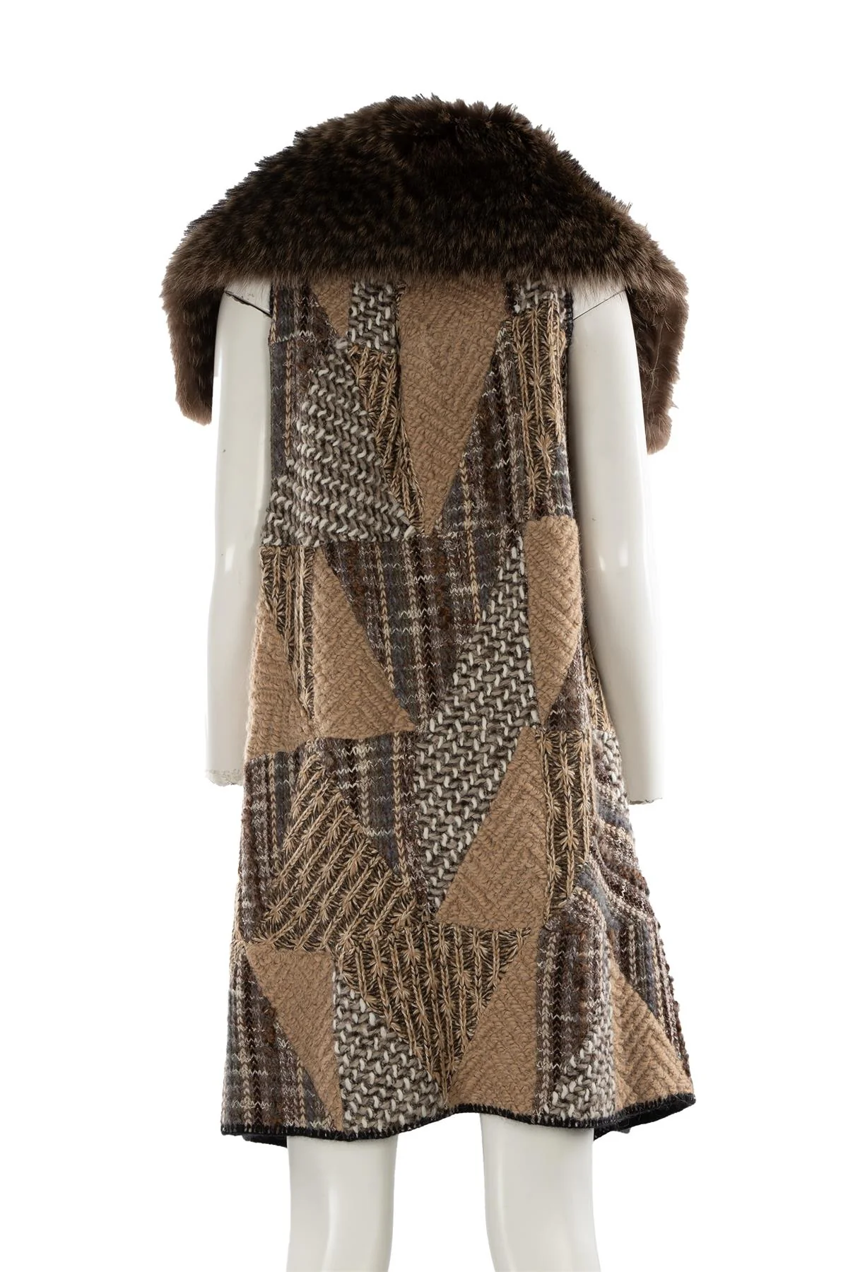 MISSONI MULTI BEAVER FUR AND WOOL GILET IT 40 UK 8 - Image 5