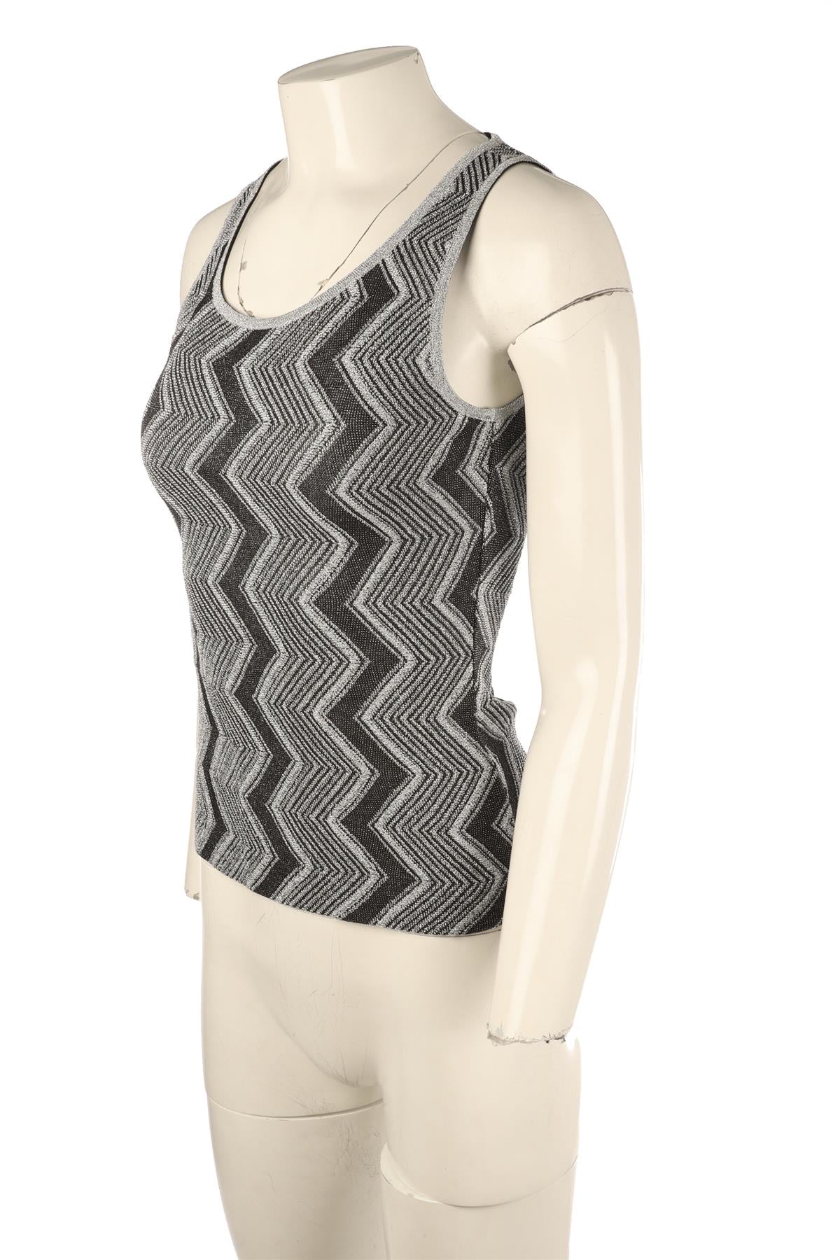 MISSONI SILVER CROCHET TOP IT 38 UK 6 - Image 3