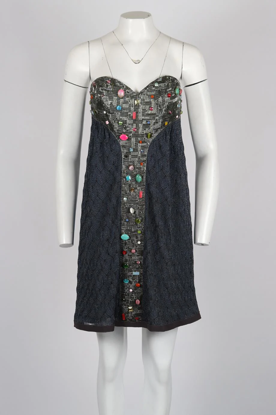 MISSONI STRAPLESS EMBELLISHED CROCHET MINI DRESS IT 44 UK 12 - Image 2