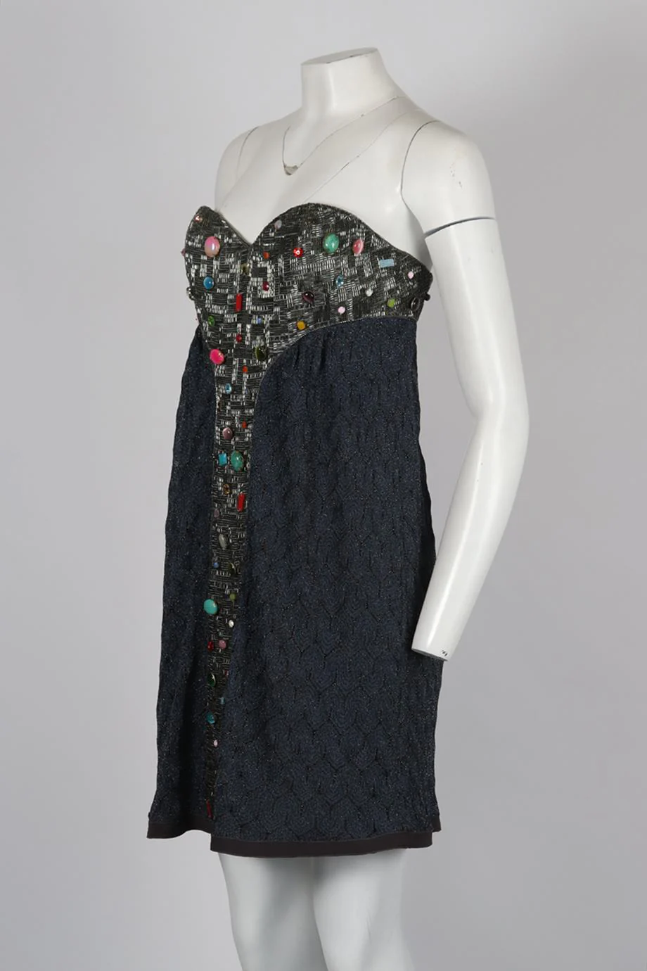 MISSONI STRAPLESS EMBELLISHED CROCHET MINI DRESS IT 44 UK 12 - Image 3