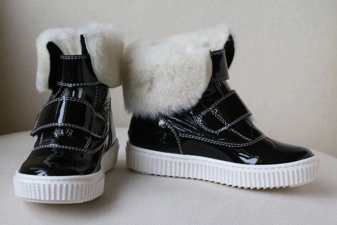MISSOURI BABY GIRLS BLACK PATENT LEATHER BOOTS EU 23 UK 6 - Image 9