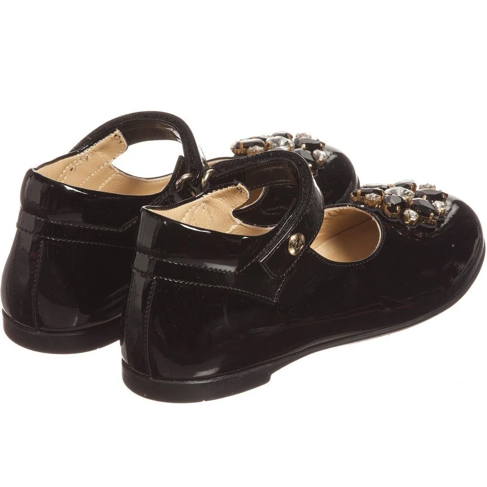 MISSOURI BABY GIRLS BLACK PATENT LEATHER JEWEL SHOES EU 22 UK 5 - Image 6