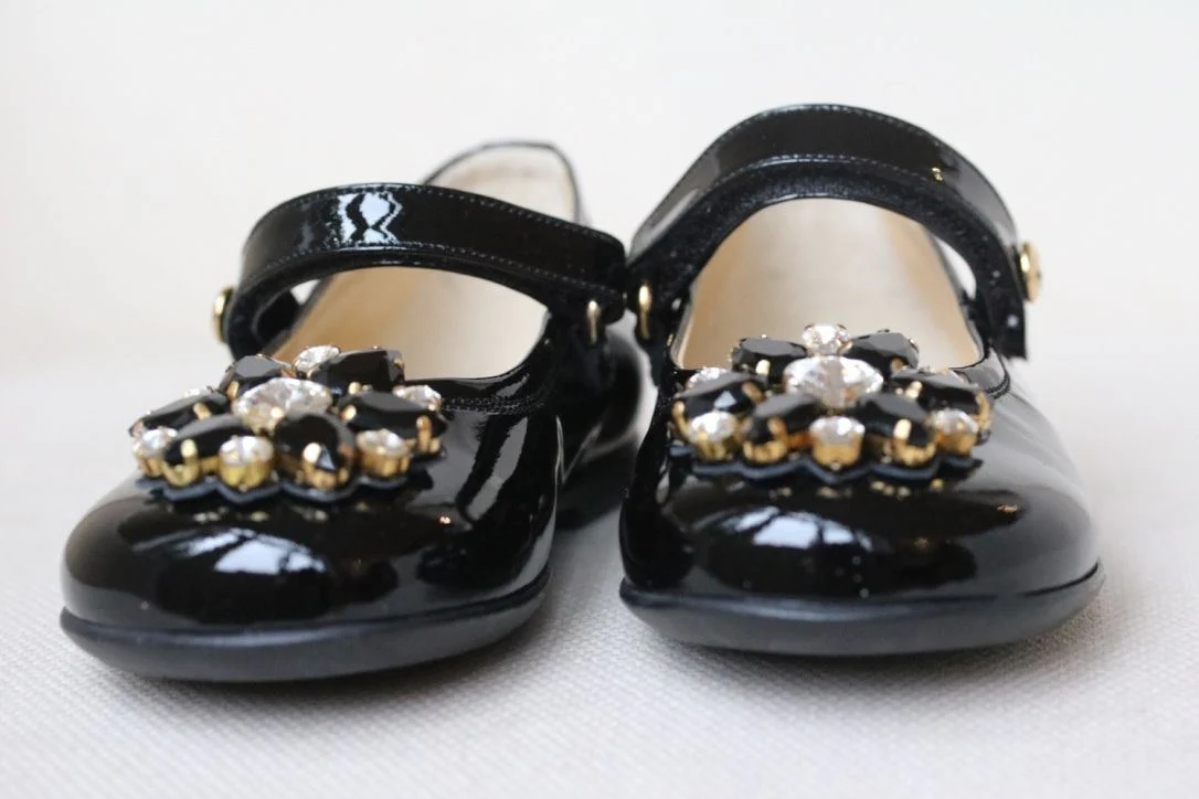 MISSOURI BABY GIRLS BLACK PATENT LEATHER JEWEL SHOES EU 22 UK 5 - Image 7