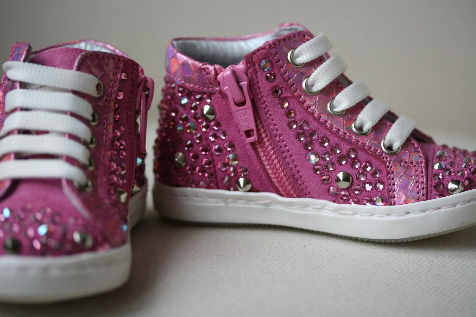 MISSOURI BABY PINK LEATHER CRYSTAL SNEAKERS EU 19 UK 3 US 4 - Image 5