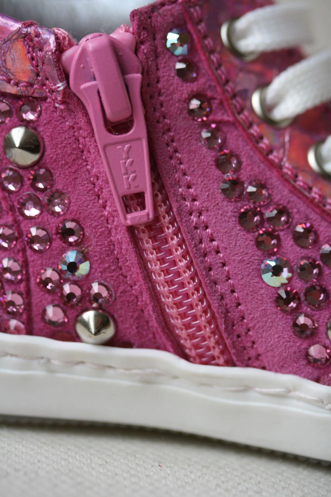 MISSOURI BABY PINK LEATHER CRYSTAL SNEAKERS EU 19 UK 3 US 4 - Image 7