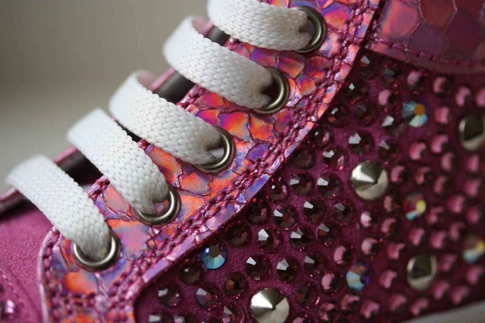 MISSOURI BABY PINK LEATHER CRYSTAL SNEAKERS EU 19 UK 3 US 4 - Image 9