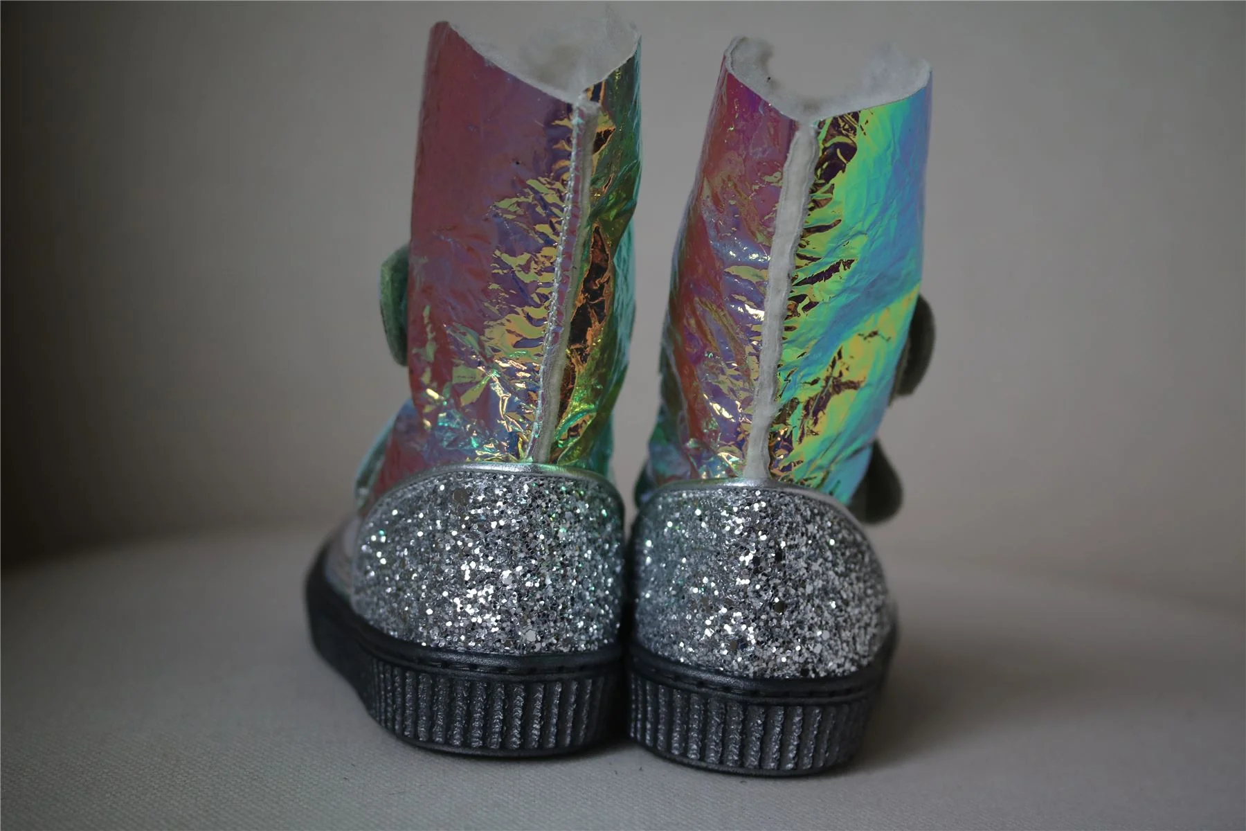 MISSOURI GIRLS SILVER SHEEPSKIN FUR LINED SUEDE DIAMANTE BOOTS EU 24 UK 7 US 7.5 - Image 4