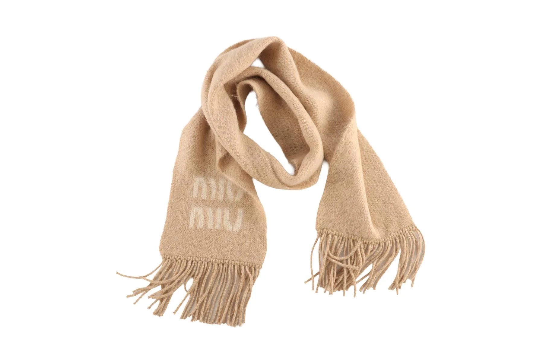 MIU MIU BEIGE MOHAIR SCARF - Image 2